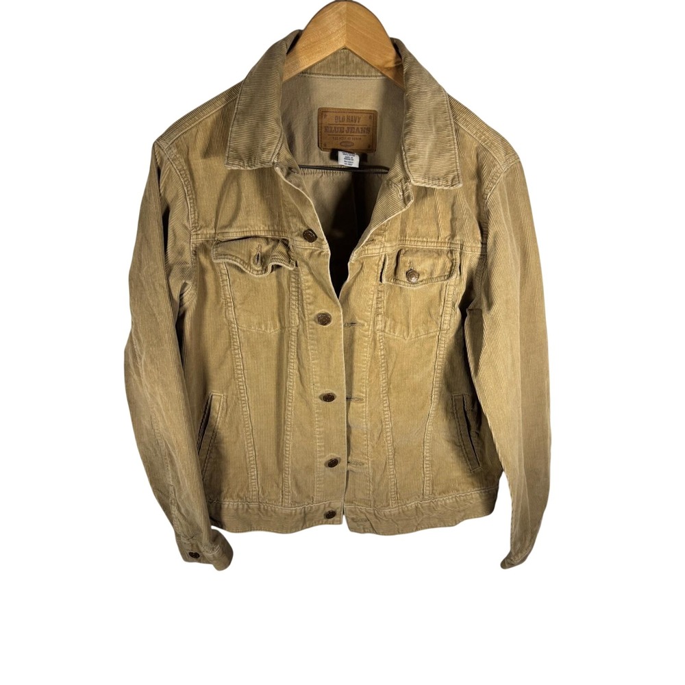 Vintage Old Navy Corduroy Trucker Jacket Tan Khaki Men's Size M Y2K Cowboy
